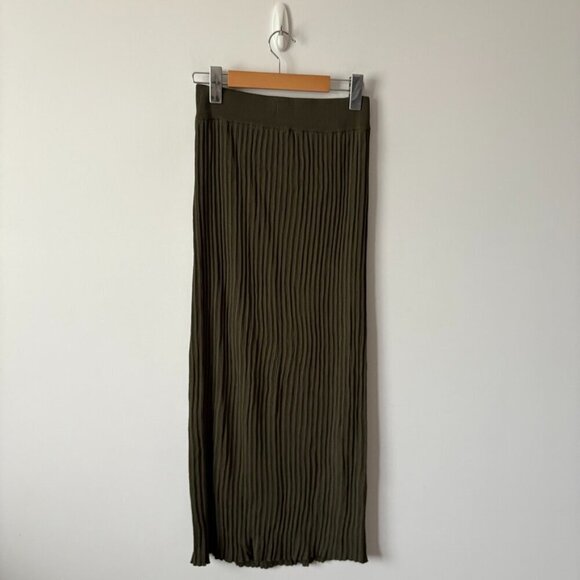 Aritzia Wilfred Zeta Ribbed Midi Skirt with Slit Olive Green Size Small - Picture 7 of 9